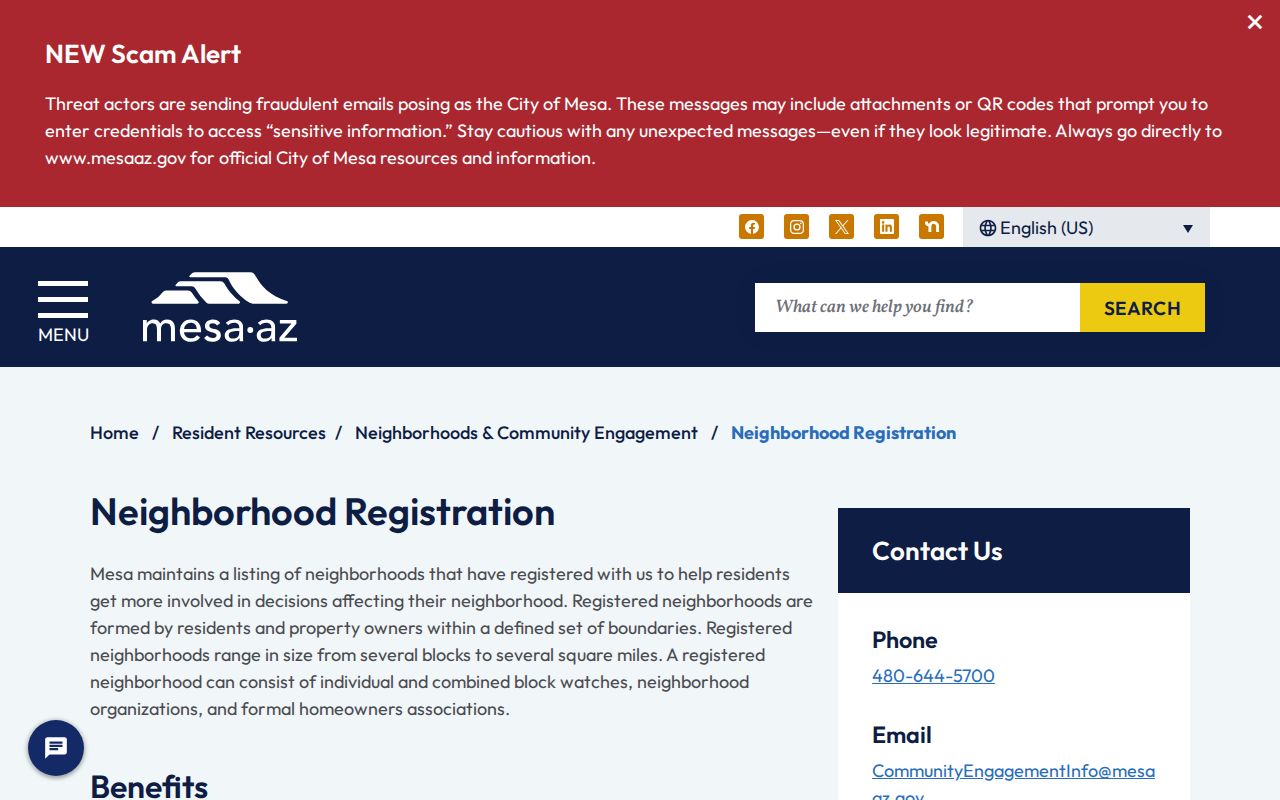 Mesa neighbors registered neighborhood boundary map