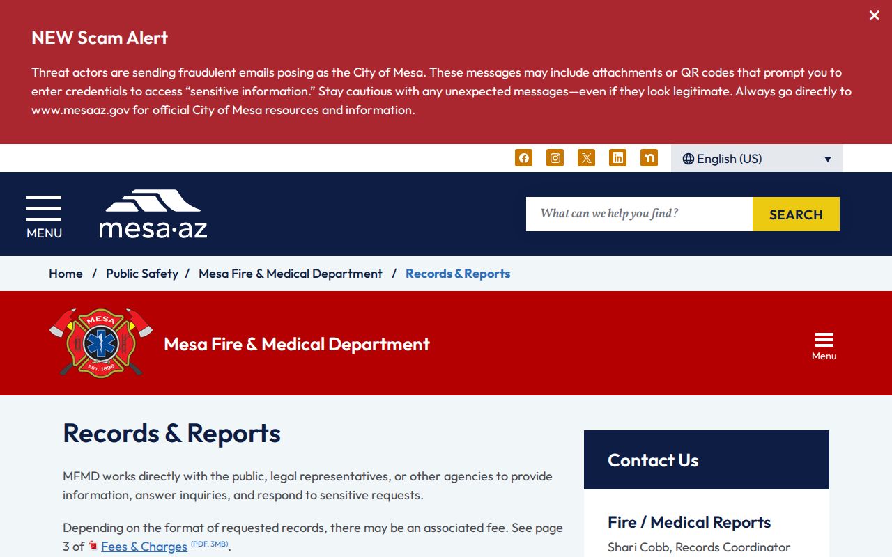 Mesa previous residents research using the official Fire address records channel