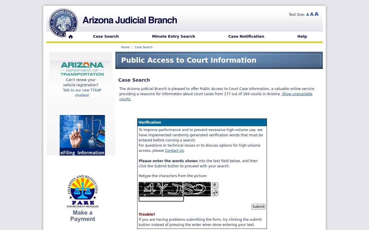 Mesa resident lookup on Arizona court public access